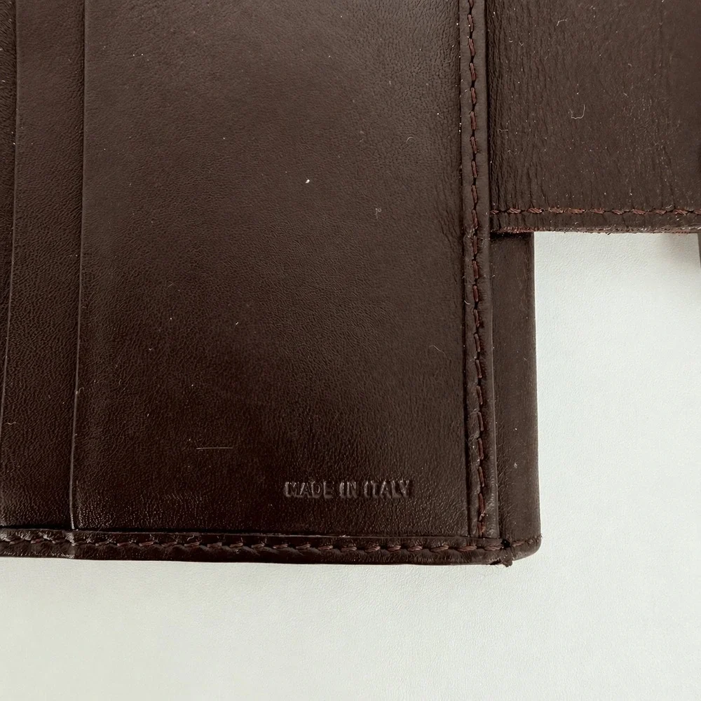 Fendi Zucca Wallet Unisex Brown Leather Monogram Trifold Logo Luxury Y2K Vintage